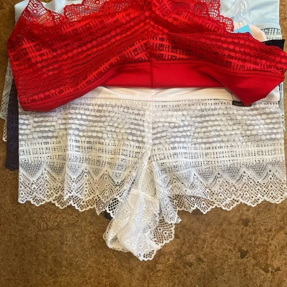 NEW Nautica super soft lace boy leg boy shorts‎ 5 pack underwear panties